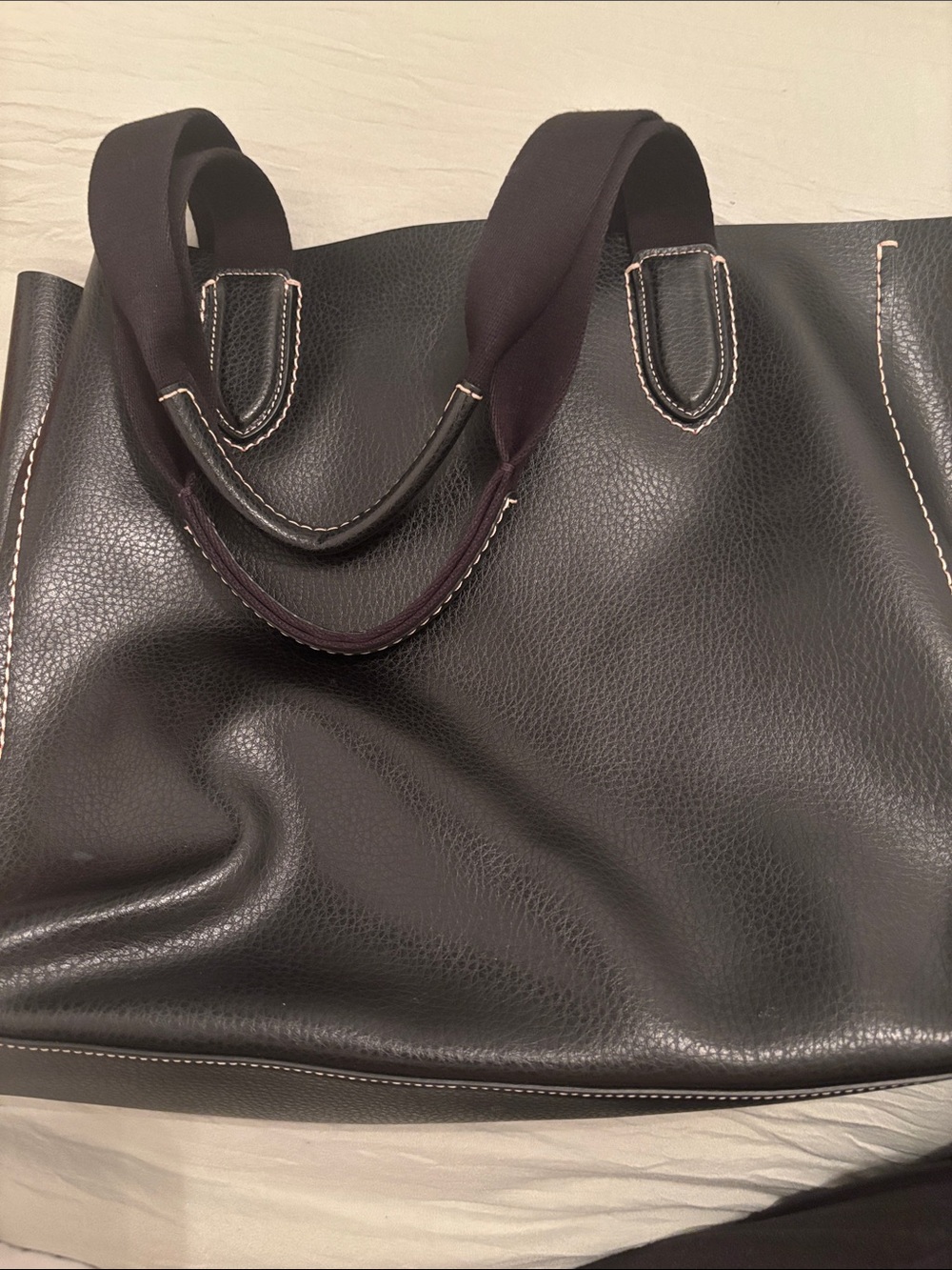 Coach Black Leather Tote with Red Interior Trim - Picture 2 of 4